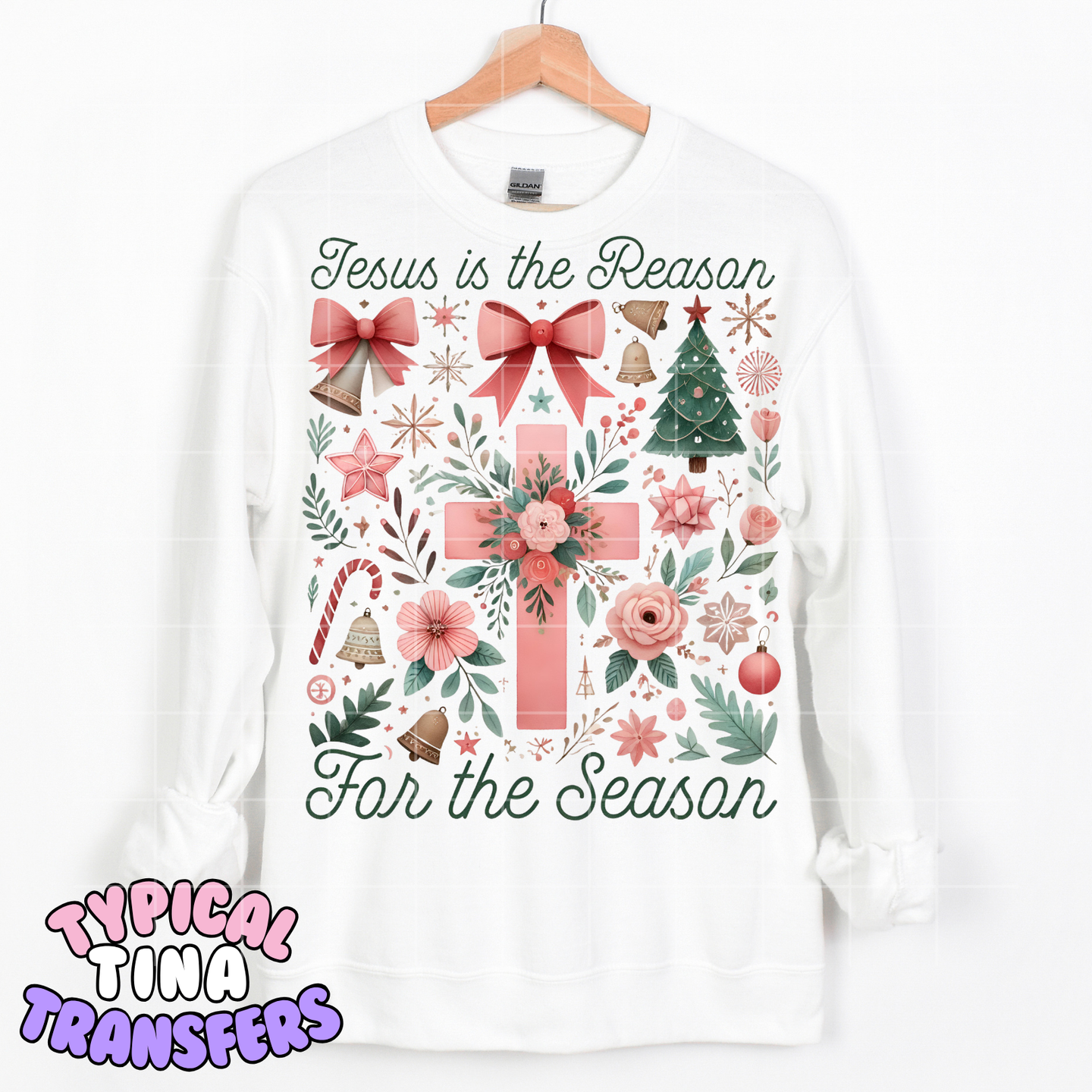 Jesus is the reason for the season - Pink Cross  | DTF Transfer | POD